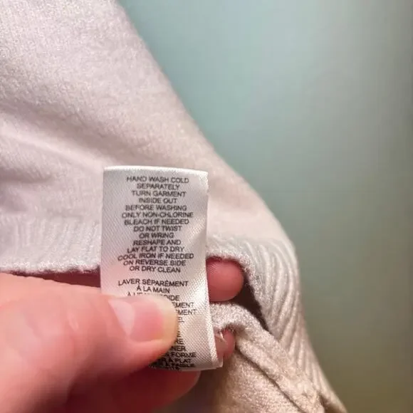 Women's T Tahari Cream Minimalist Knit Hoodie M Poncho Style - Picture 6 of 9